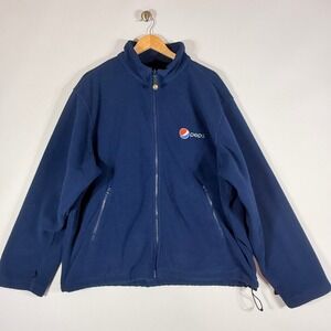 Pepsi Mens XL Fleece Jacket Blue Logo Promo Aramark Uniform Utility Workwear